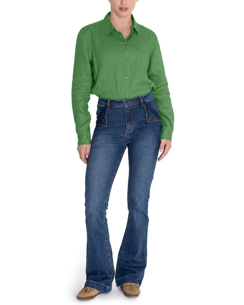 Blusa-Lino-Organico-Mujer-Lirio-Verde-Rockford