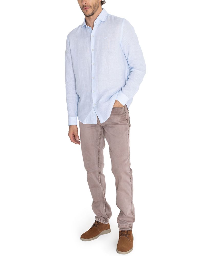 Camisa-Lino-Organico-Hombre-Linen-Celeste-Rockford