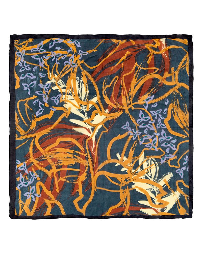 Pañuelo-Seda-Mujer-RKF-Silk-Leaf-MultiColor-Rockford