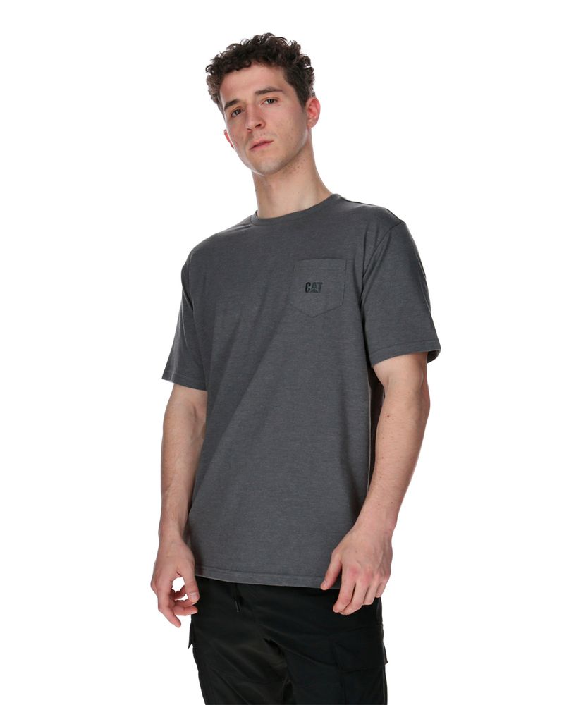 Polera-Manga-corta-Casual-Hombre-CAT-LOGO-POCKET-TEE-Gris-CAT