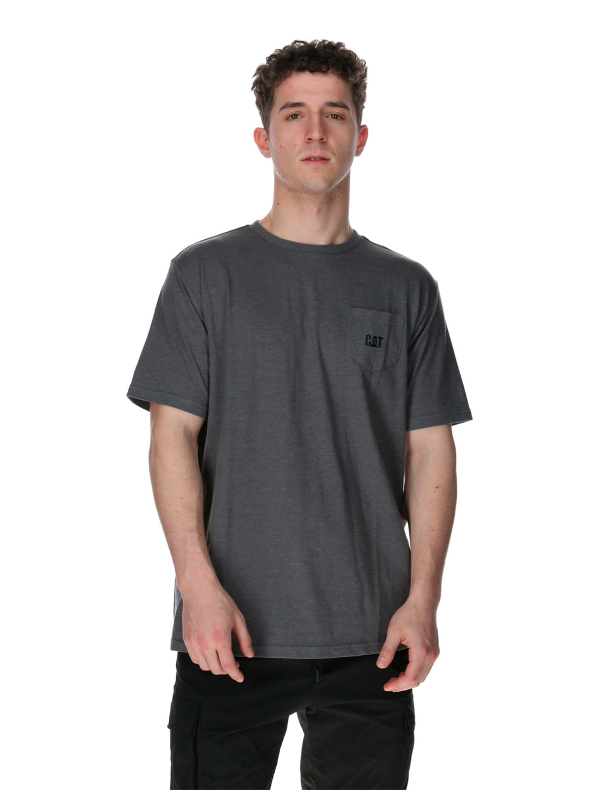 Polera Manga corta Casual Hombre CAT LOGO POCKET TEE Gris CAT
