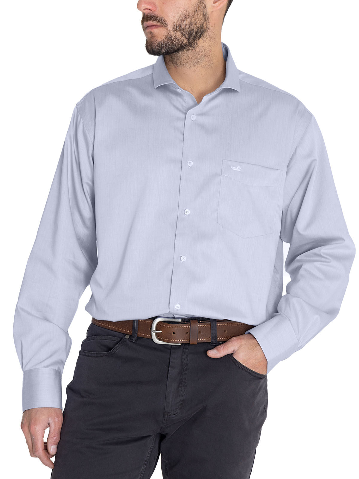 Camisa Cuello Italiano Hombre E.Lifesolid Celeste Rockford