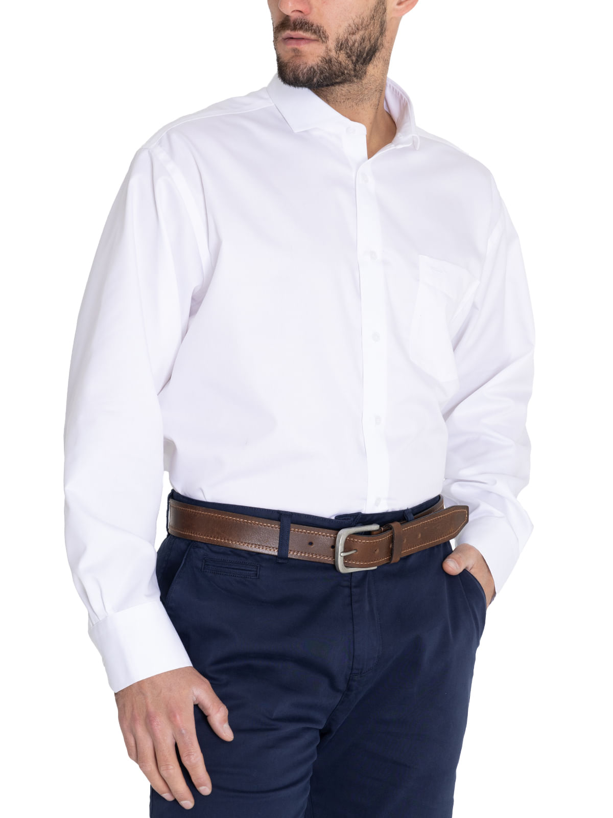 Camisa Cuello Italiano Hombre E.Lifesolid Blanco Rockford
