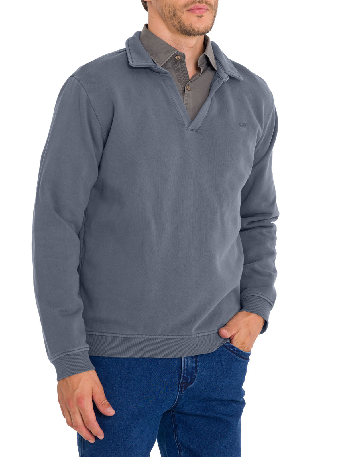 Polerón Algodón Orgánico Hombre Ceuta Azul Rockford
