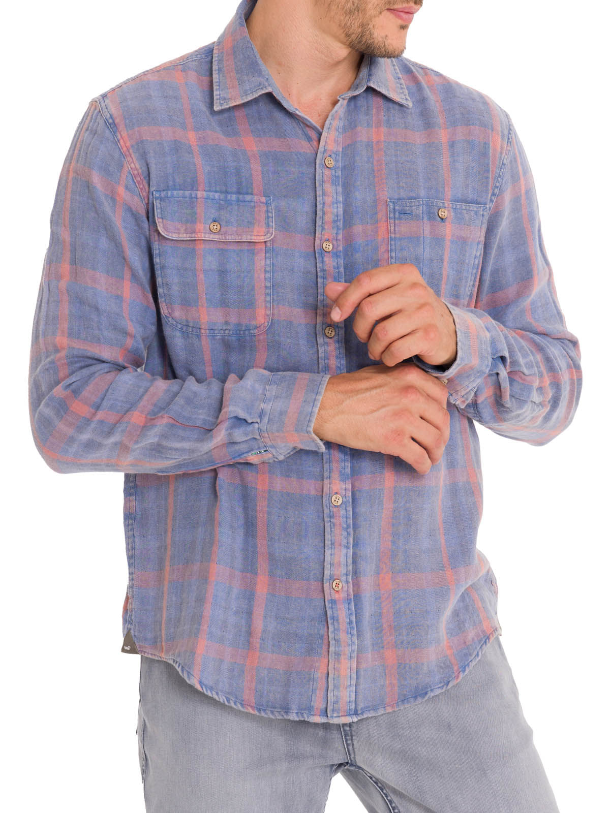 Camisa Algodón Orgánico Hombre Bradford Azul Rockford