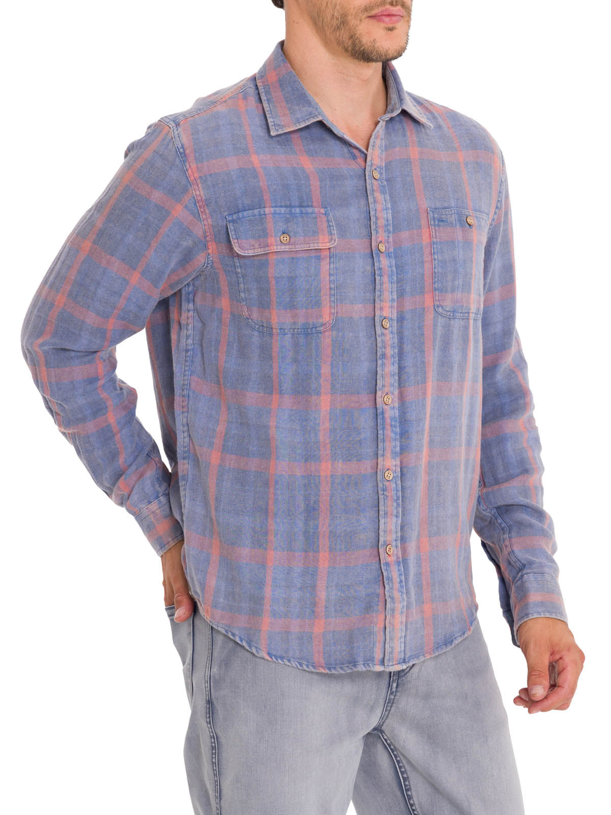 Camisa Algodón Orgánico Hombre Bradford Azul Rockford