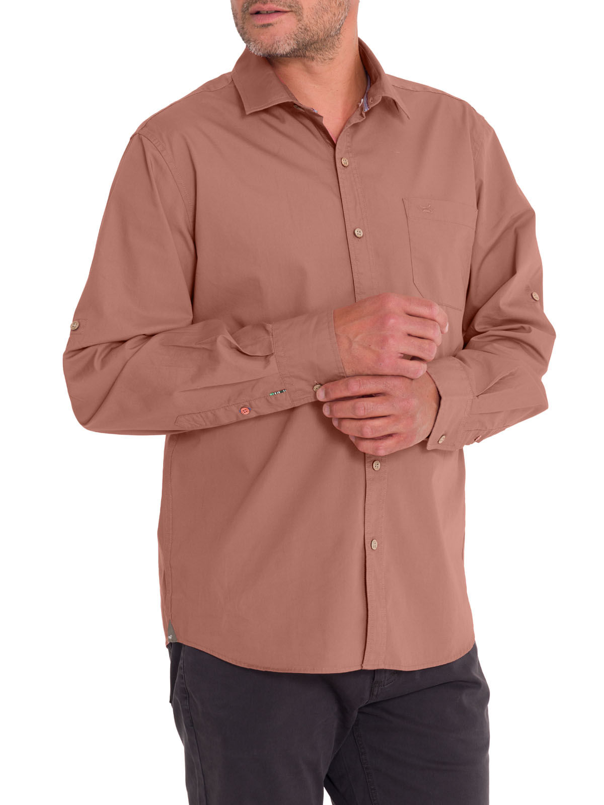 Camisa Algodón Orgánico Hombre Galiton Rosado Rockford