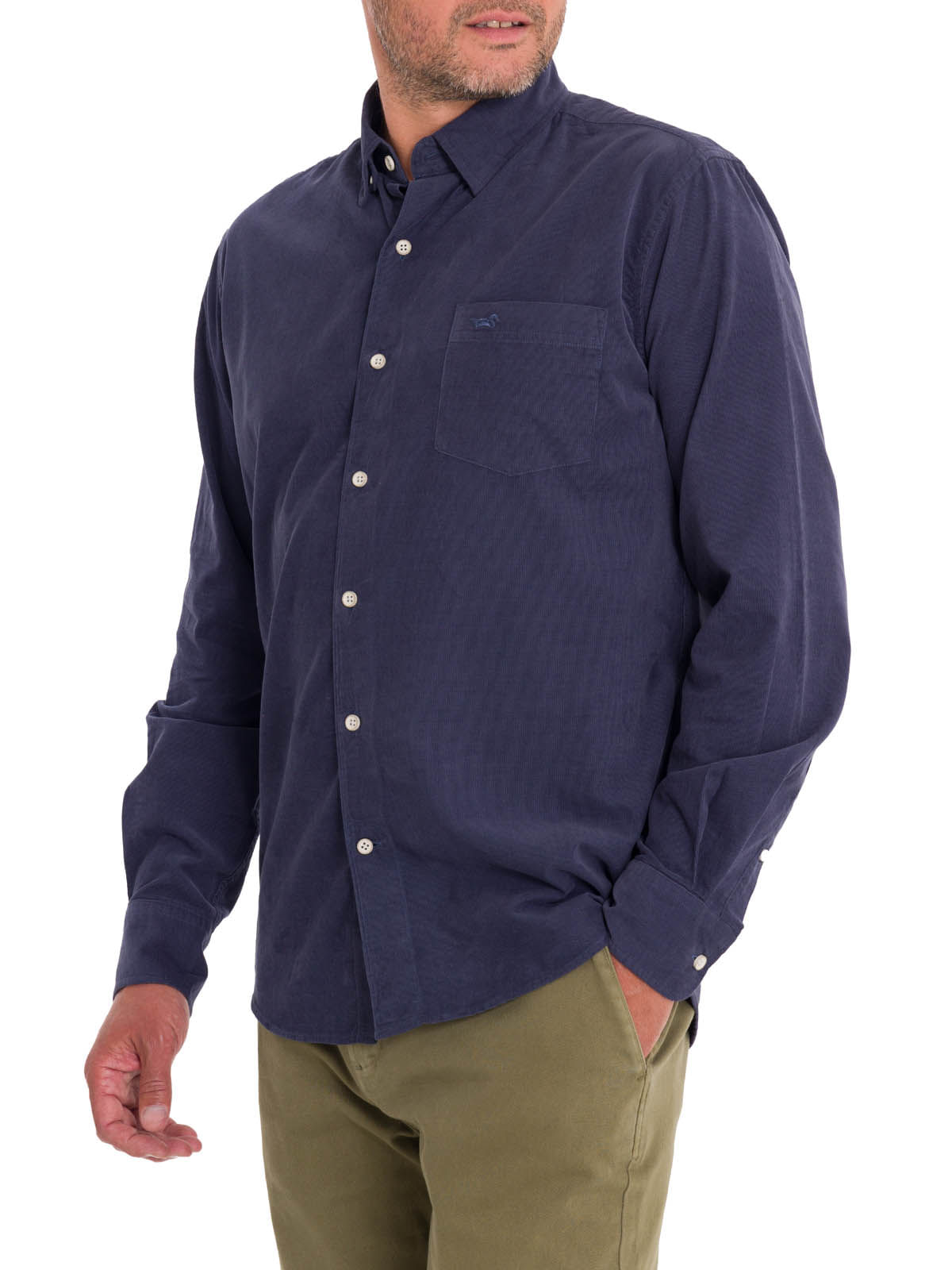 Camisa Algodón Orgánico Hombre Corduroy Azul Rockford