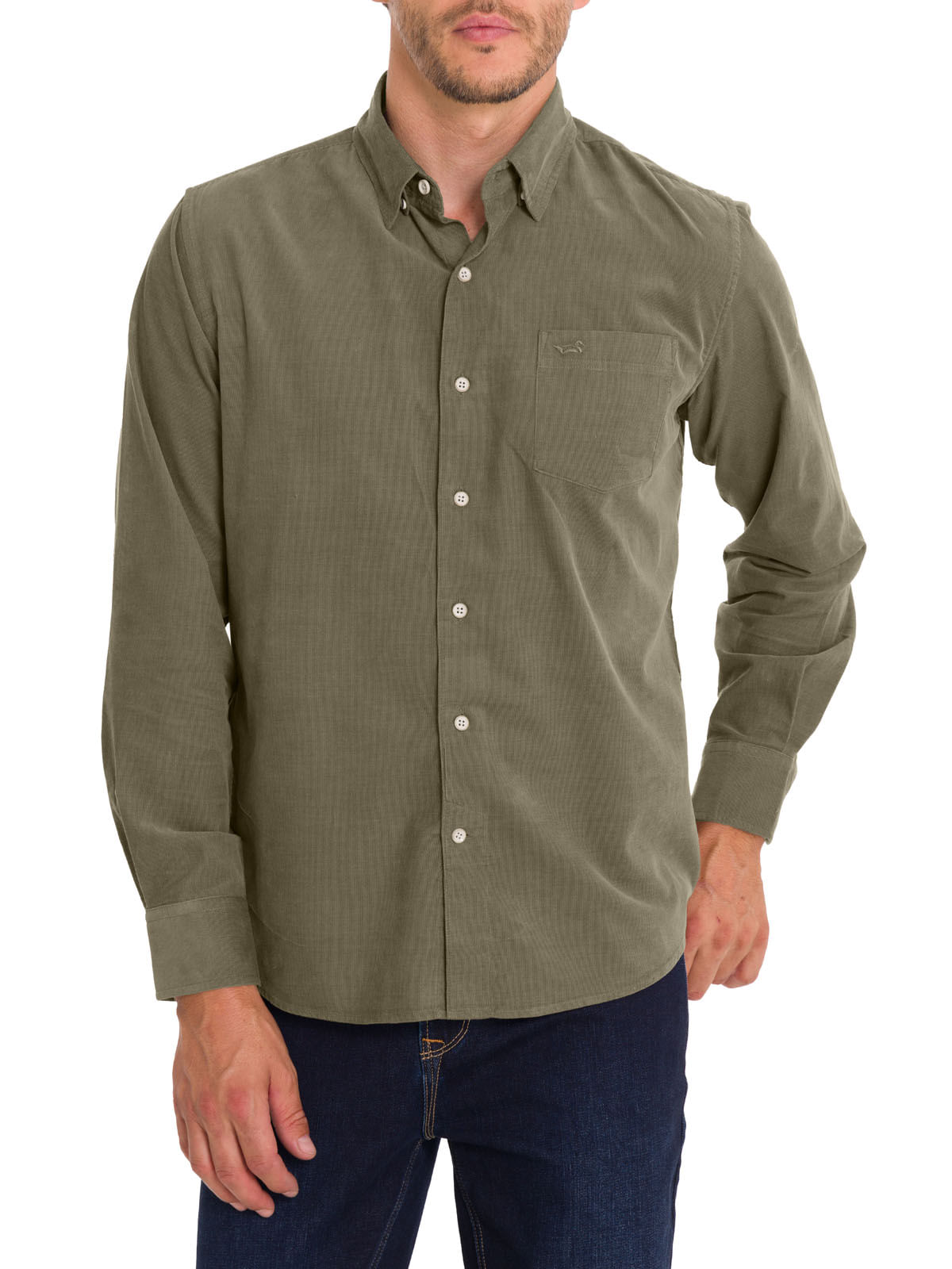Camisa Algodón Orgánico Hombre Corduroy Verde Rockford