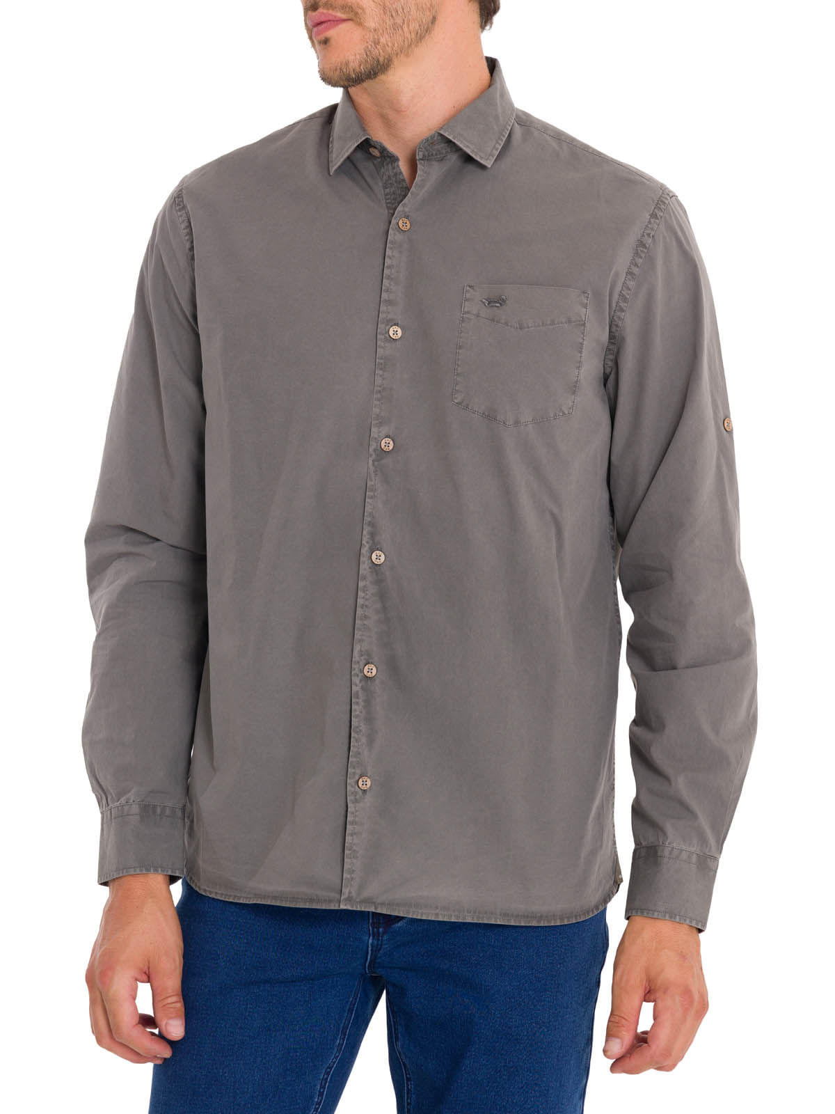 Camisa Algodón Orgánico Hombre Leeds Gris Rockford
