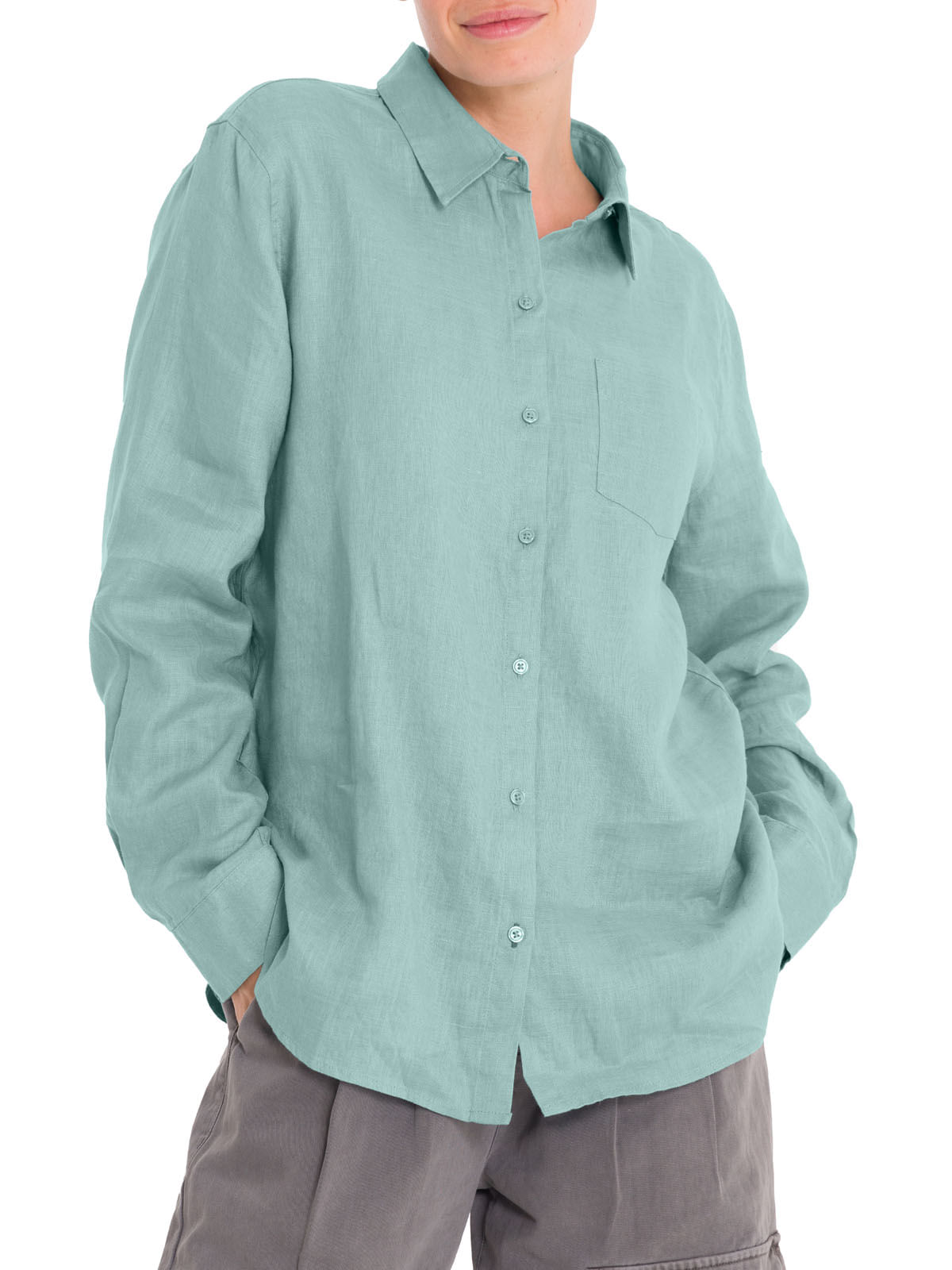 Blusa Lino Orgánico Mujer Lirio Celeste Rockford
