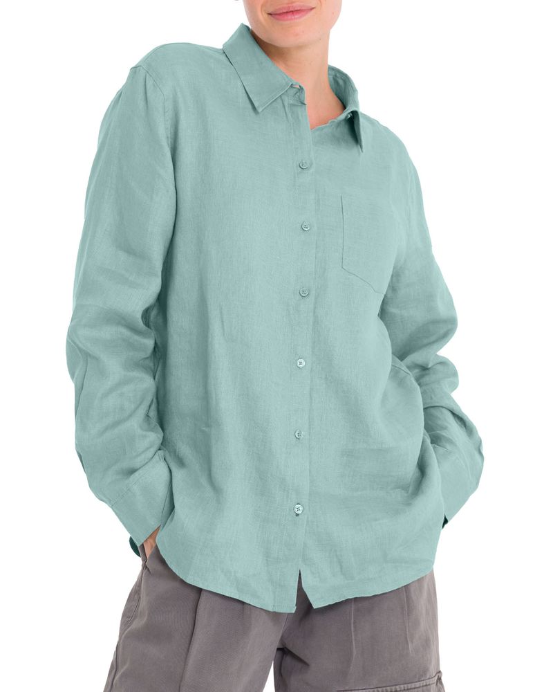 Blusa-Lino-Organico-Mujer-Lirio-Celeste-Rockford