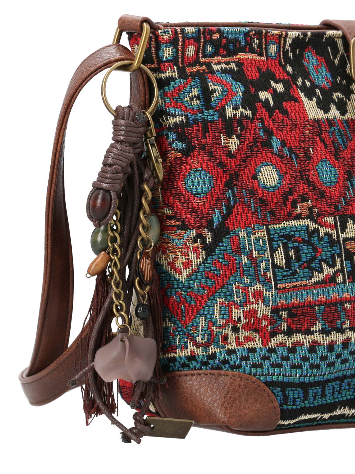 Cartera Textil Mujer Ethnic Cross Turquesa Rockford