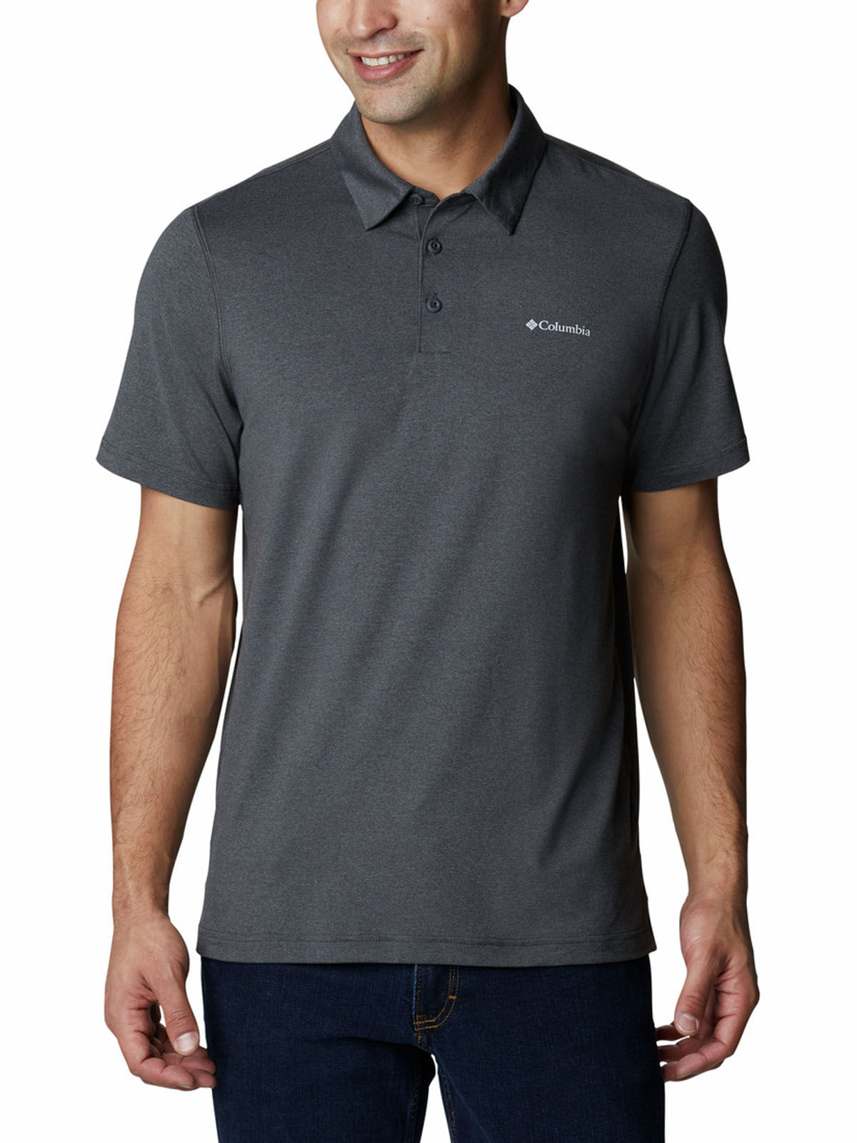 Polera Manga Corta Hombre Tech Trail Polo Gris Columbia