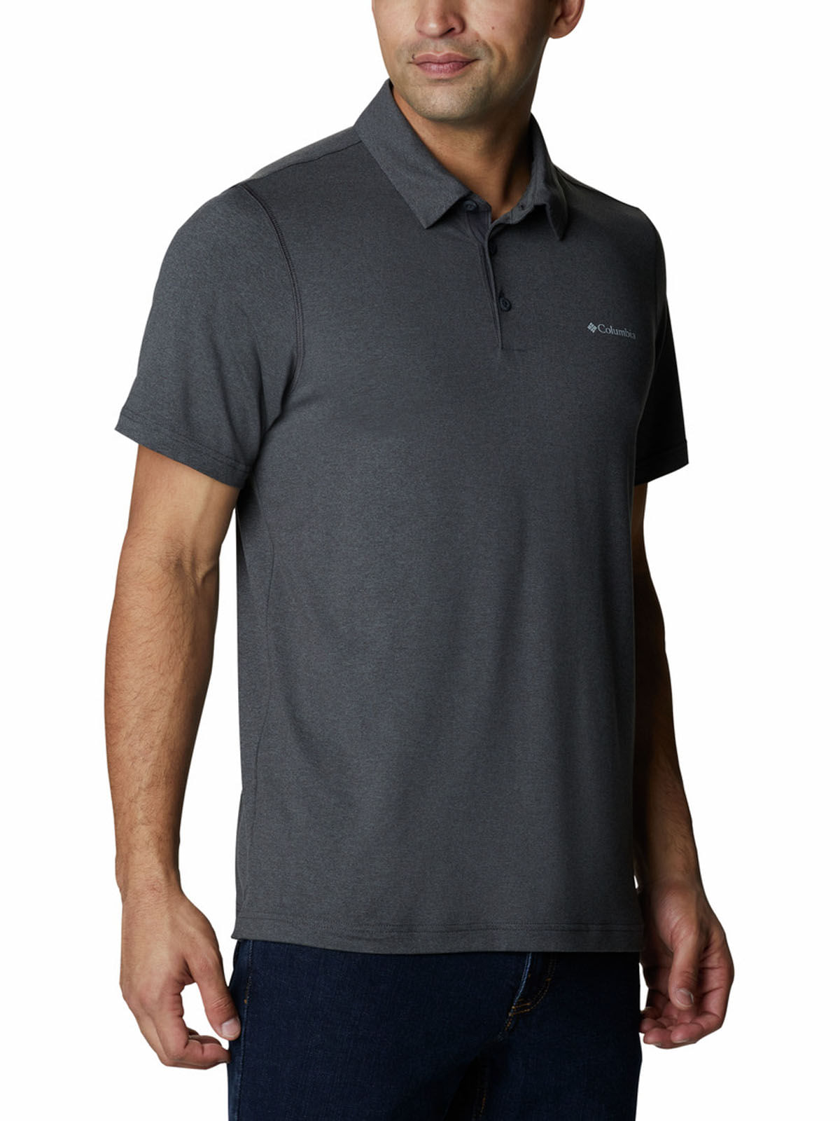 Polera Manga Corta Hombre Tech Trail Polo Gris Columbia