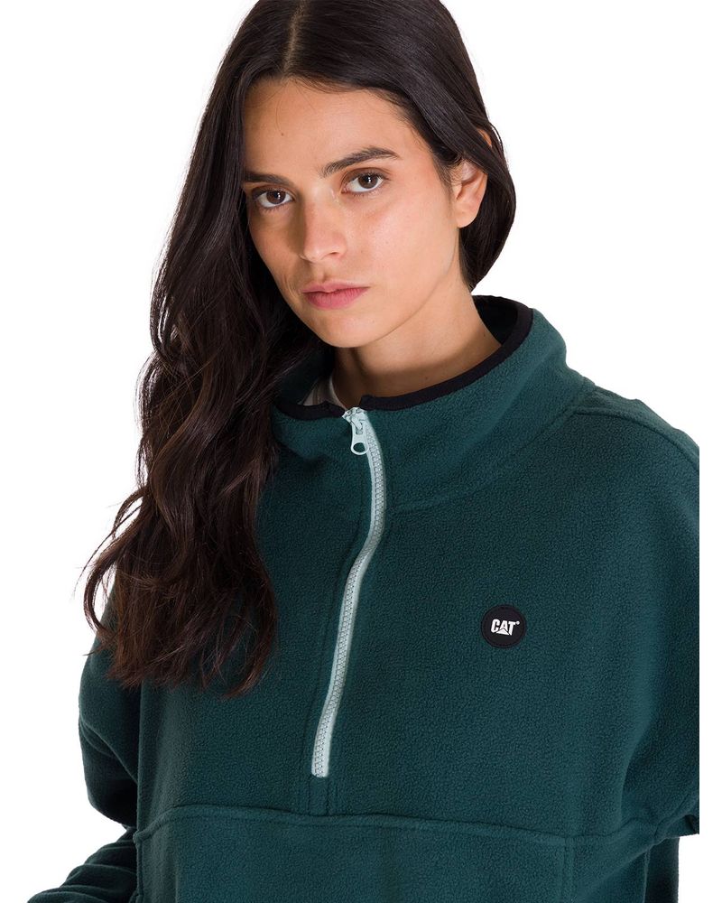 Polar-Manga-Larga-Mujer-BOXY-OVERSIZED-HALF-ZIP-FLEECE-Verde-Petroleo-Cat
