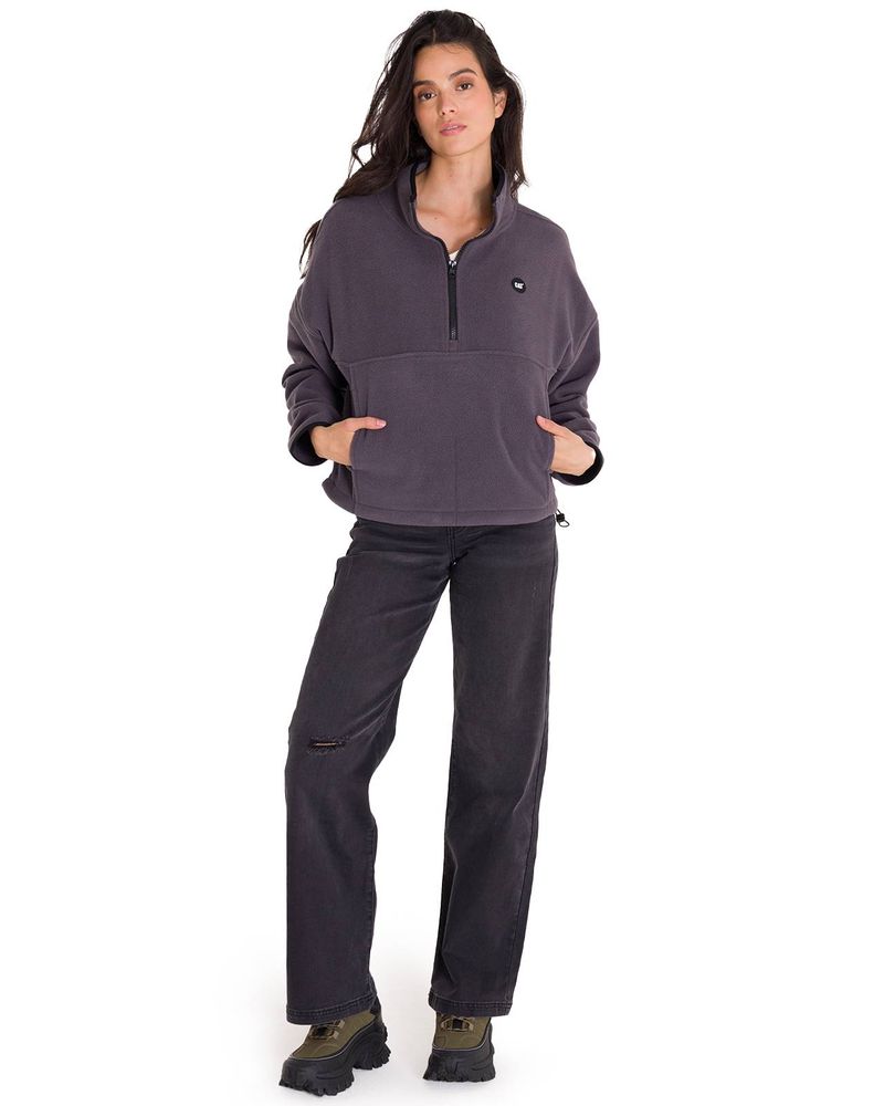Polar-Manga-Larga-Mujer-BOXY-OVERSIZED-HALF-ZIP-FLEECE-Gris-Oscuro-Cat