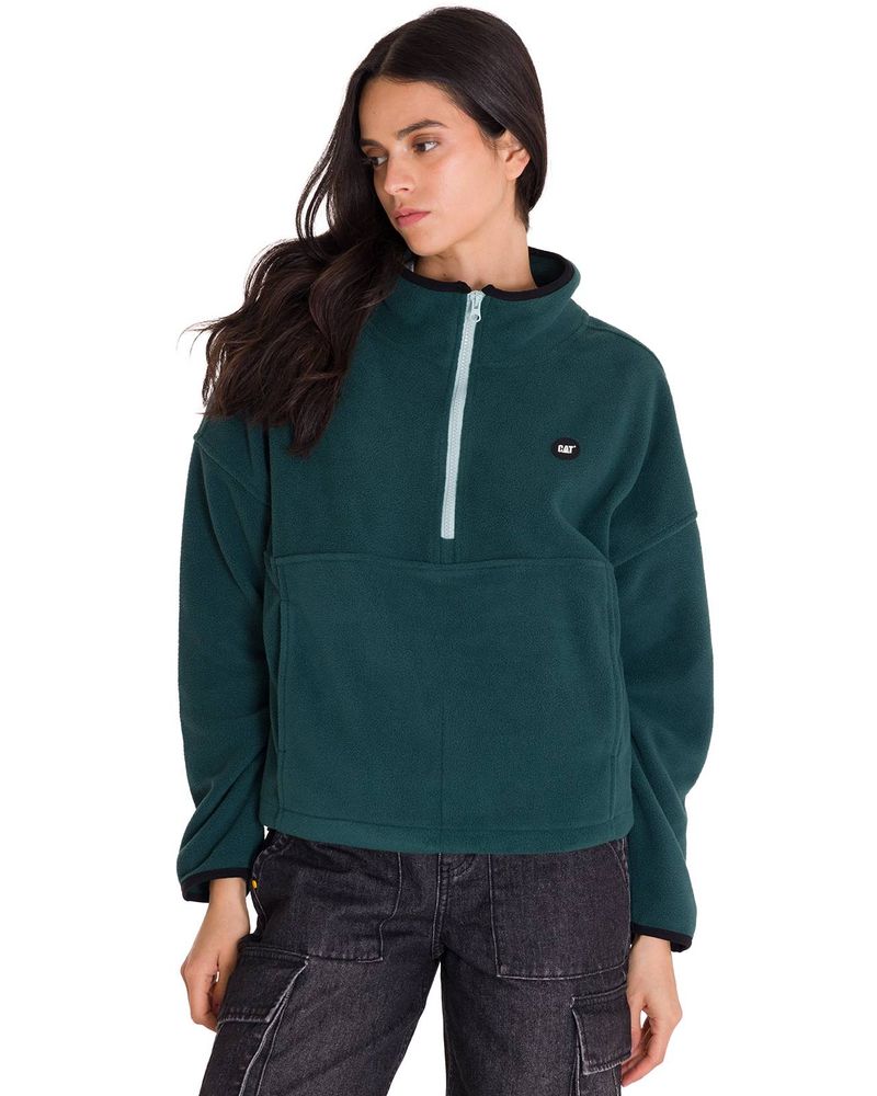 Polar-Manga-Larga-Mujer-BOXY-OVERSIZED-HALF-ZIP-FLEECE-Verde-Petroleo-Cat