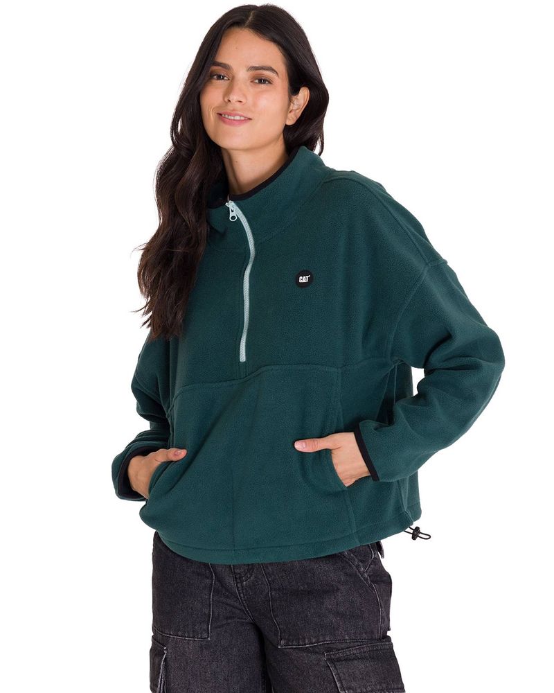 Polar-Manga-Larga-Mujer-BOXY-OVERSIZED-HALF-ZIP-FLEECE-Verde-Petroleo-Cat
