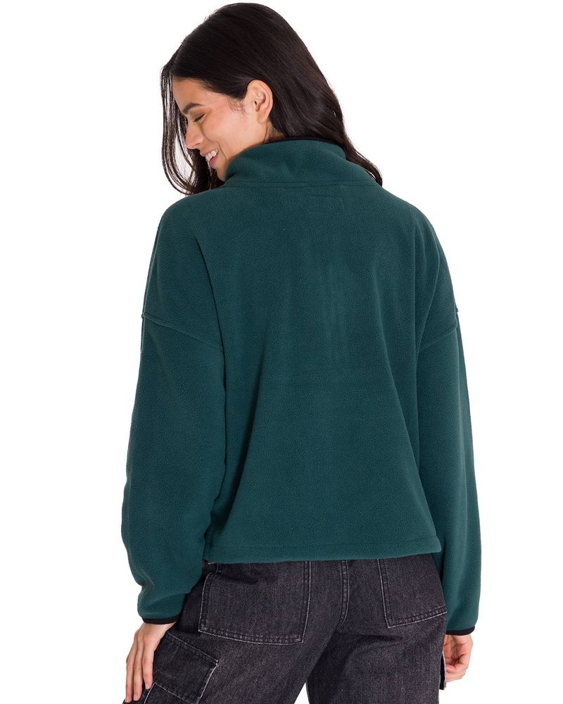 Polar-Manga-Larga-Mujer-BOXY-OVERSIZED-HALF-ZIP-FLEECE-Verde-Petroleo-Cat