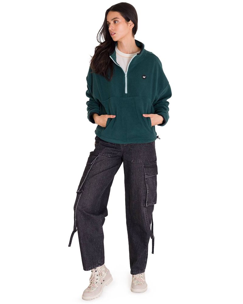Polar-Manga-Larga-Mujer-BOXY-OVERSIZED-HALF-ZIP-FLEECE-Verde-Petroleo-Cat