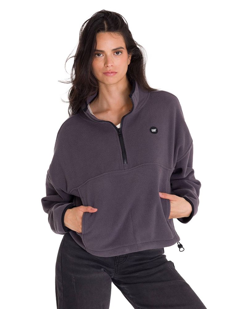 Polar-Manga-Larga-Mujer-BOXY-OVERSIZED-HALF-ZIP-FLEECE-Gris-Oscuro-Cat