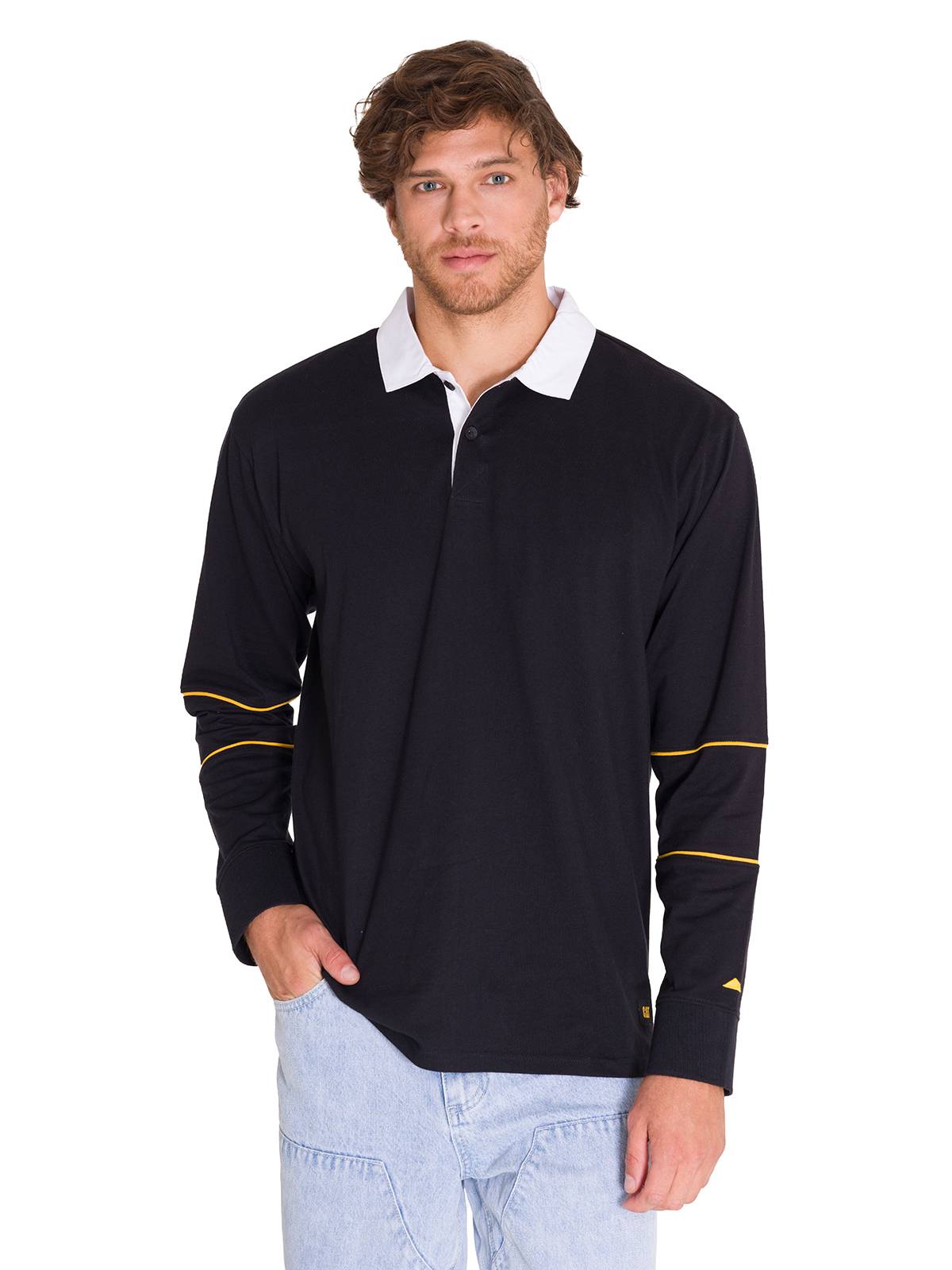Polera Manga Larga Hombre LIGHTWEIGHT RUGBY L/S Negra Cat