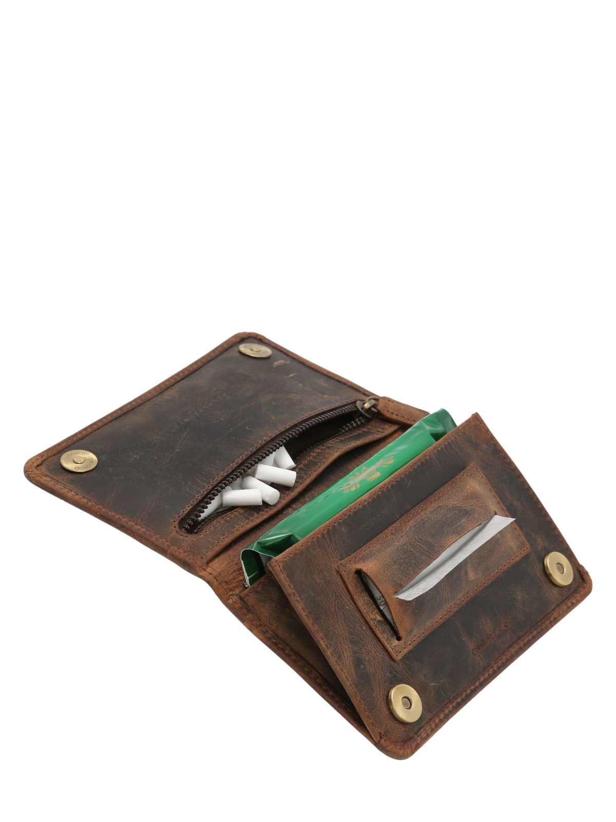 Tabaquera Cuero Unisex Aq Tobacco Case Café Rockford