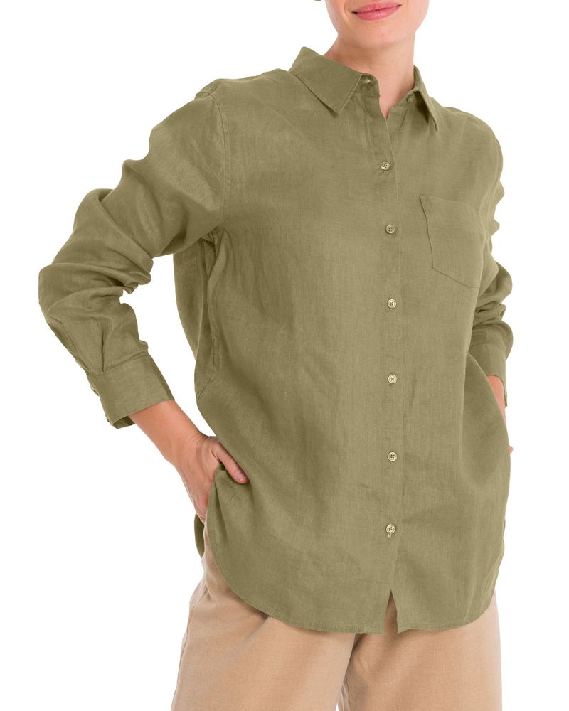 Blusa-Lino-Organico-Mujer-Lirio-Verde-Rockford