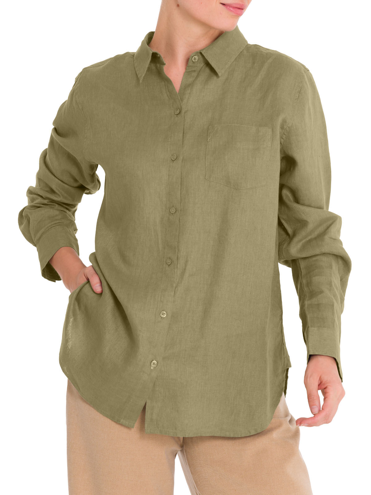 Blusa Lino Orgánico Mujer Lirio Verde Rockford