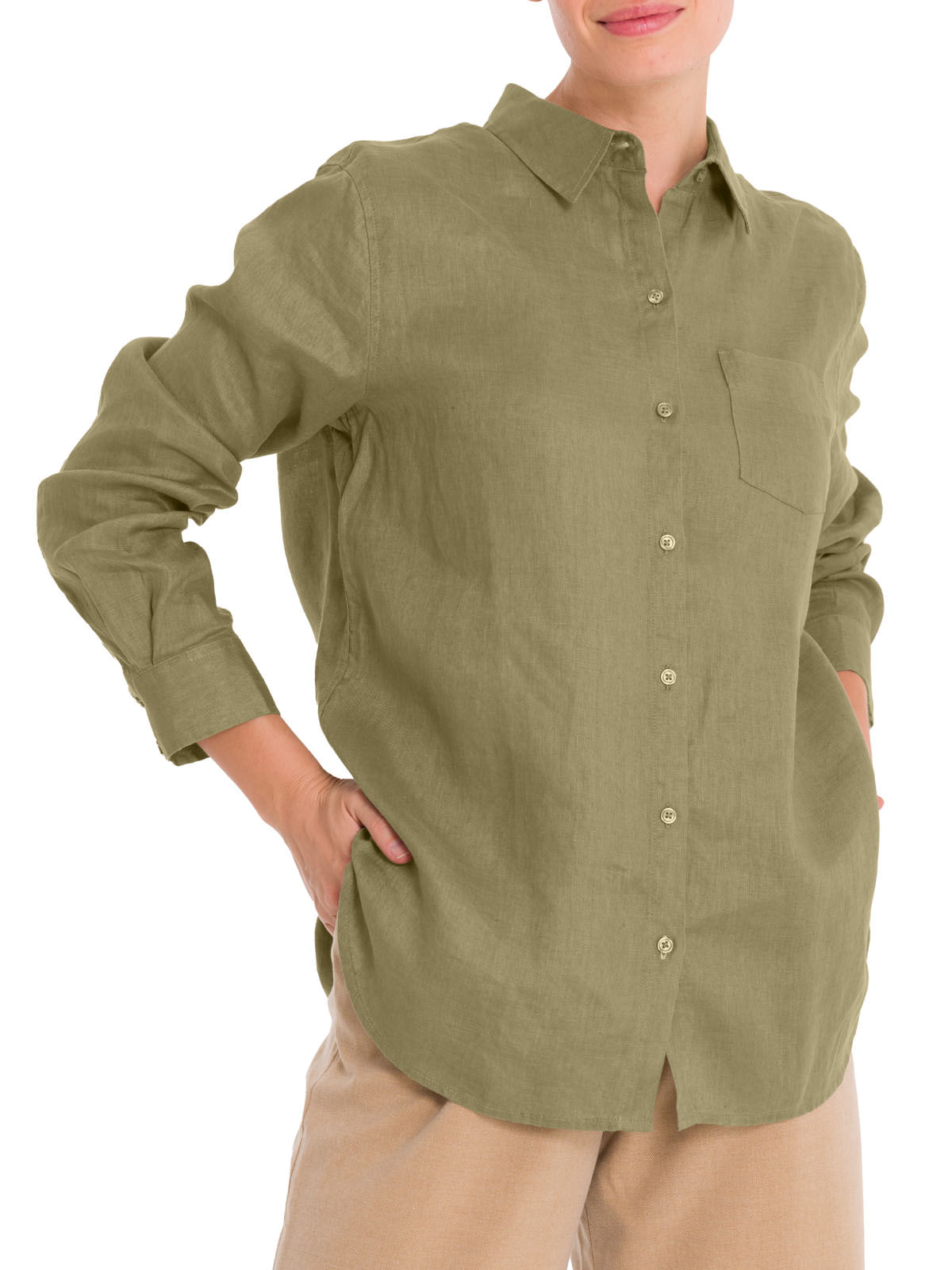 Blusa Lino Orgánico Mujer Lirio Verde Rockford