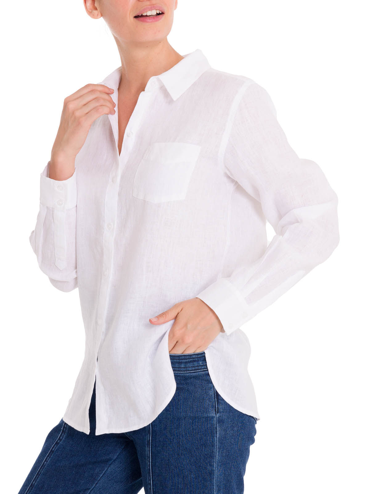 Blusa Lino Orgánico Mujer Lirio Blanco Rockford