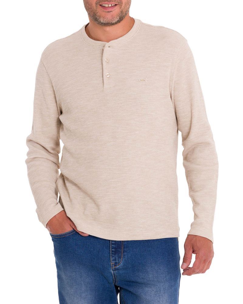 Polera-Algodon-Organico-Hombre-Wafle-Beige-Rockford