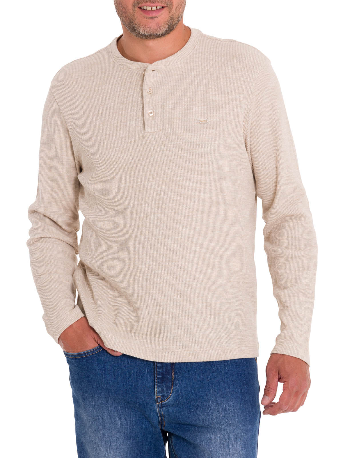 Polera Algodón Orgánico Hombre Wafle Beige Rockford