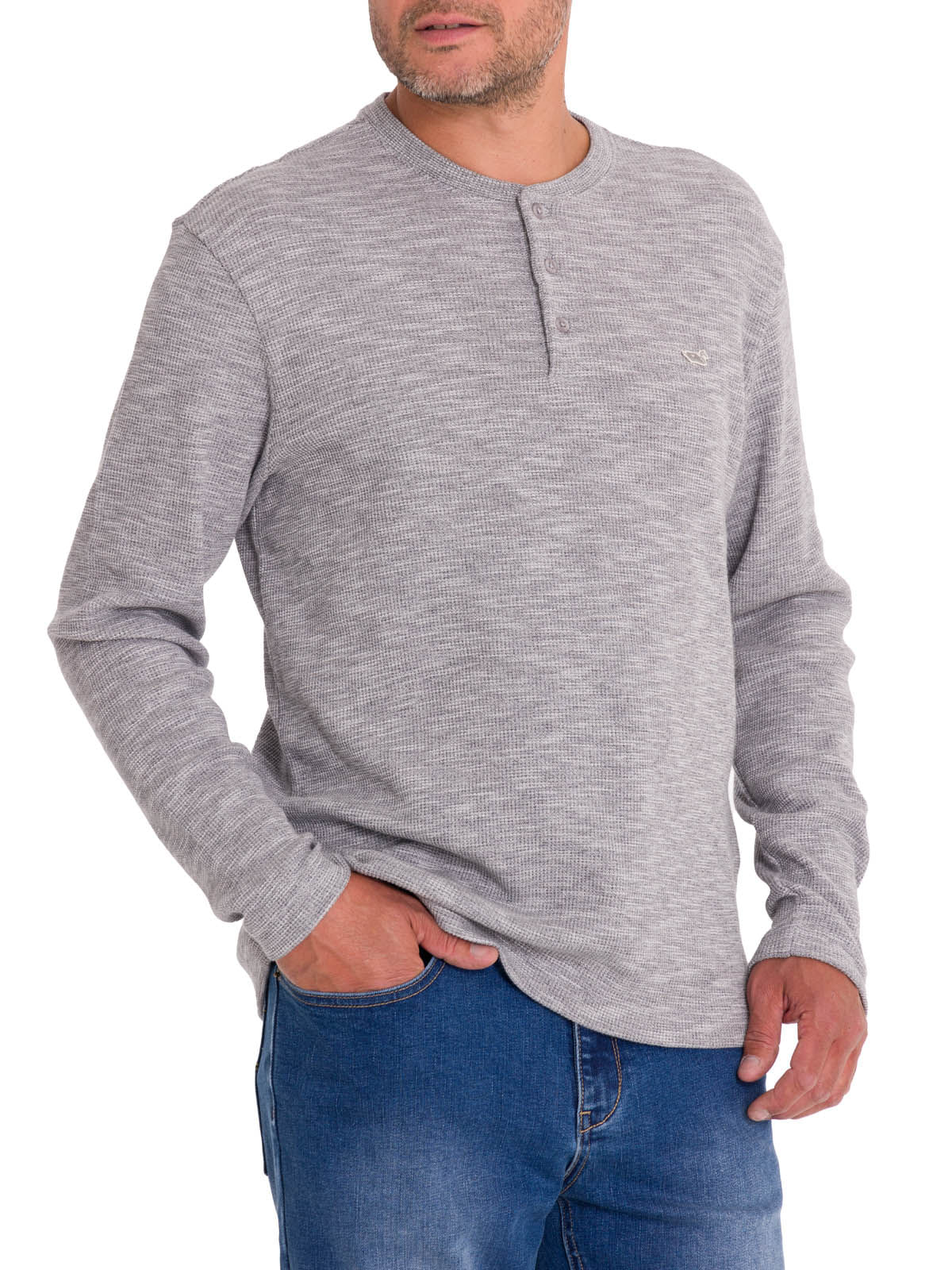 Polera Algodón Orgánico Hombre Wafle Gris Rockford