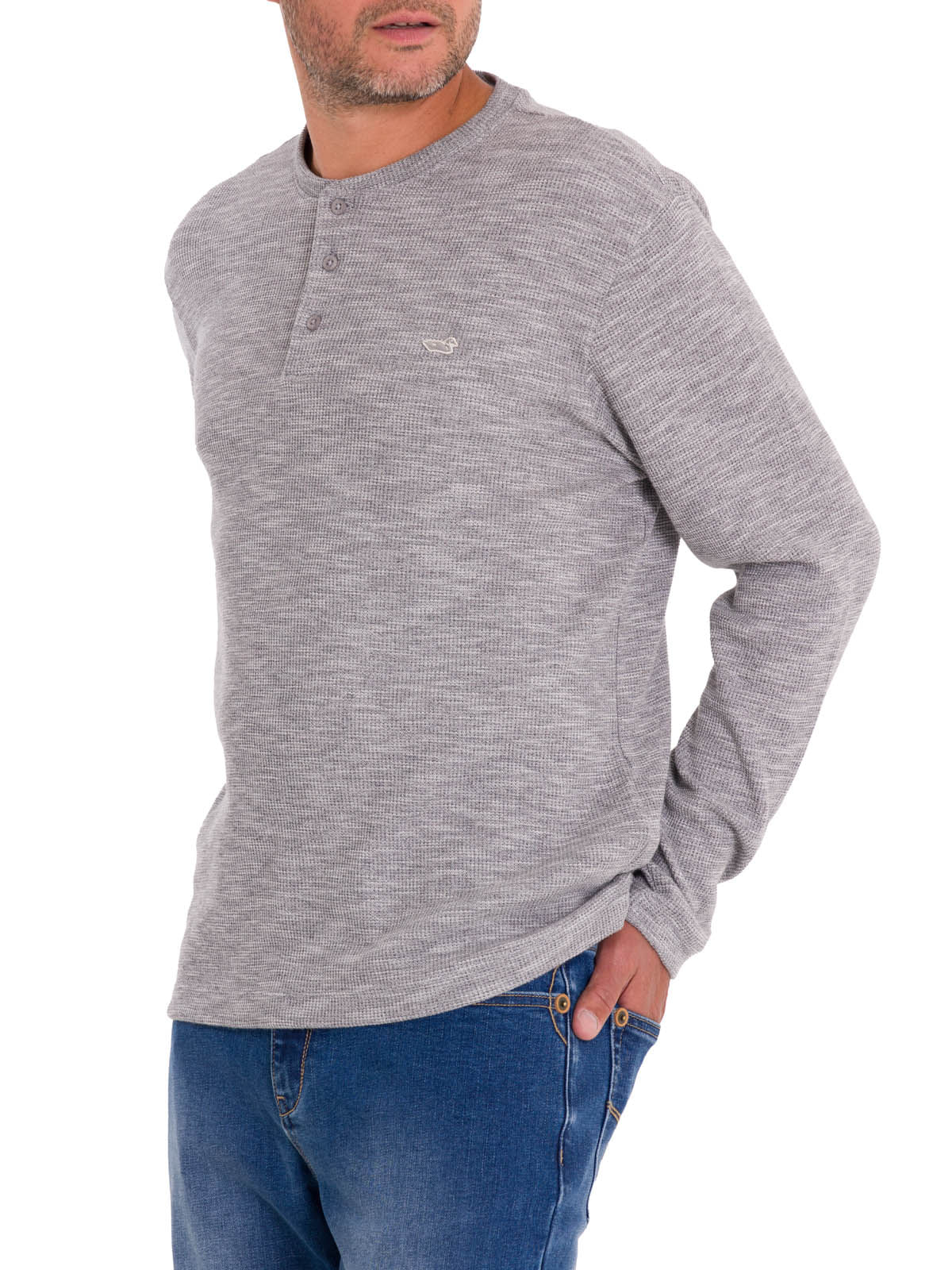 Polera Algodón Orgánico Hombre Wafle Gris Rockford