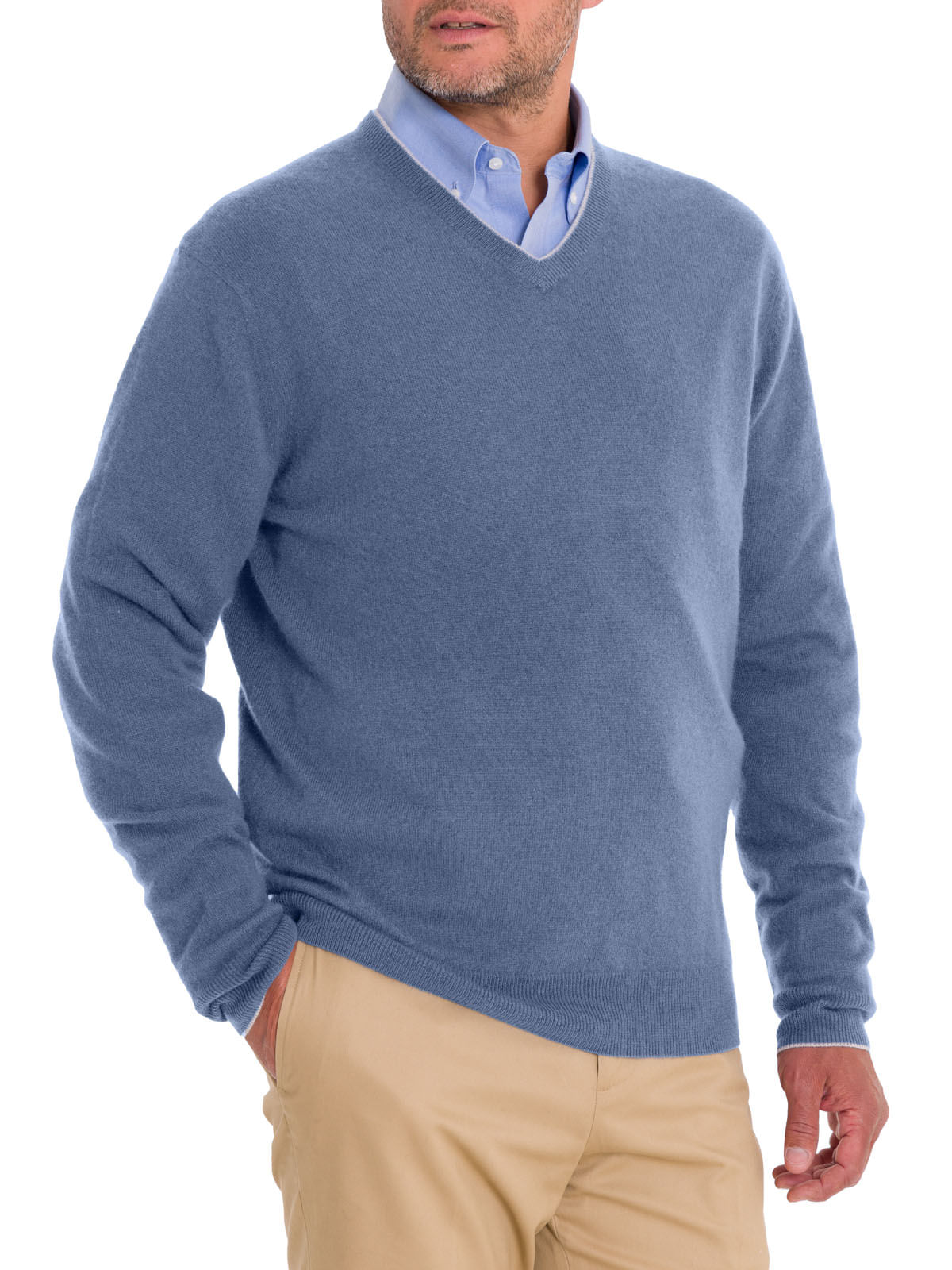 Sweater Cashmere Hombre Cash V Azul Rockford