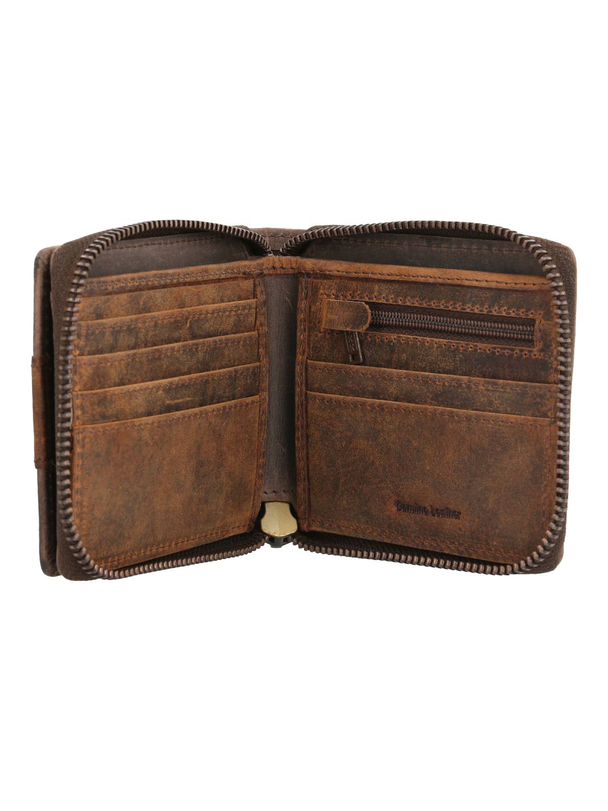 Billetera Cuero Unisex Ks Ziparound Triple Café Rockford