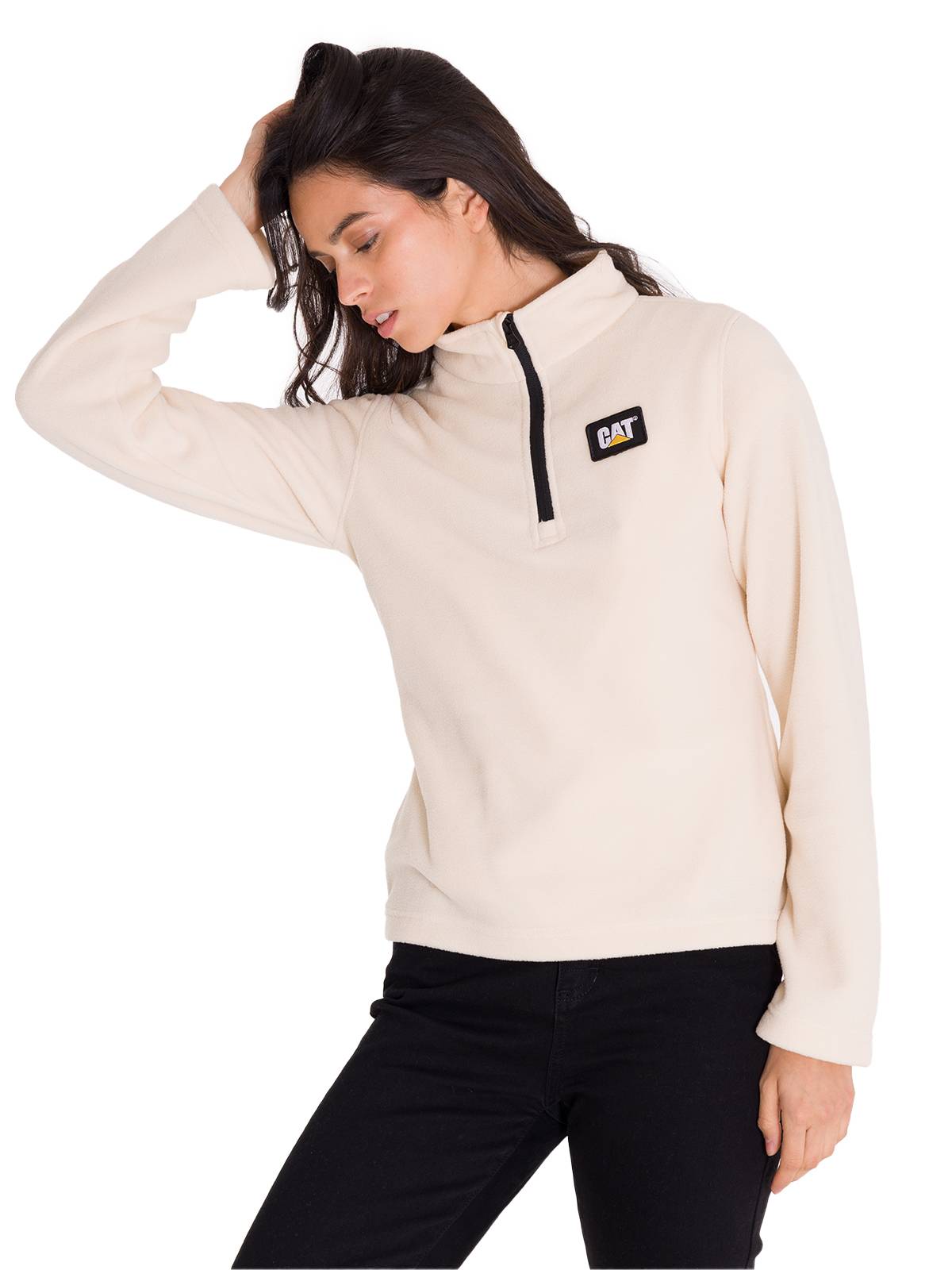 Polar Manga Larga Mujer Microfleece Quarter Zip Beige Cat