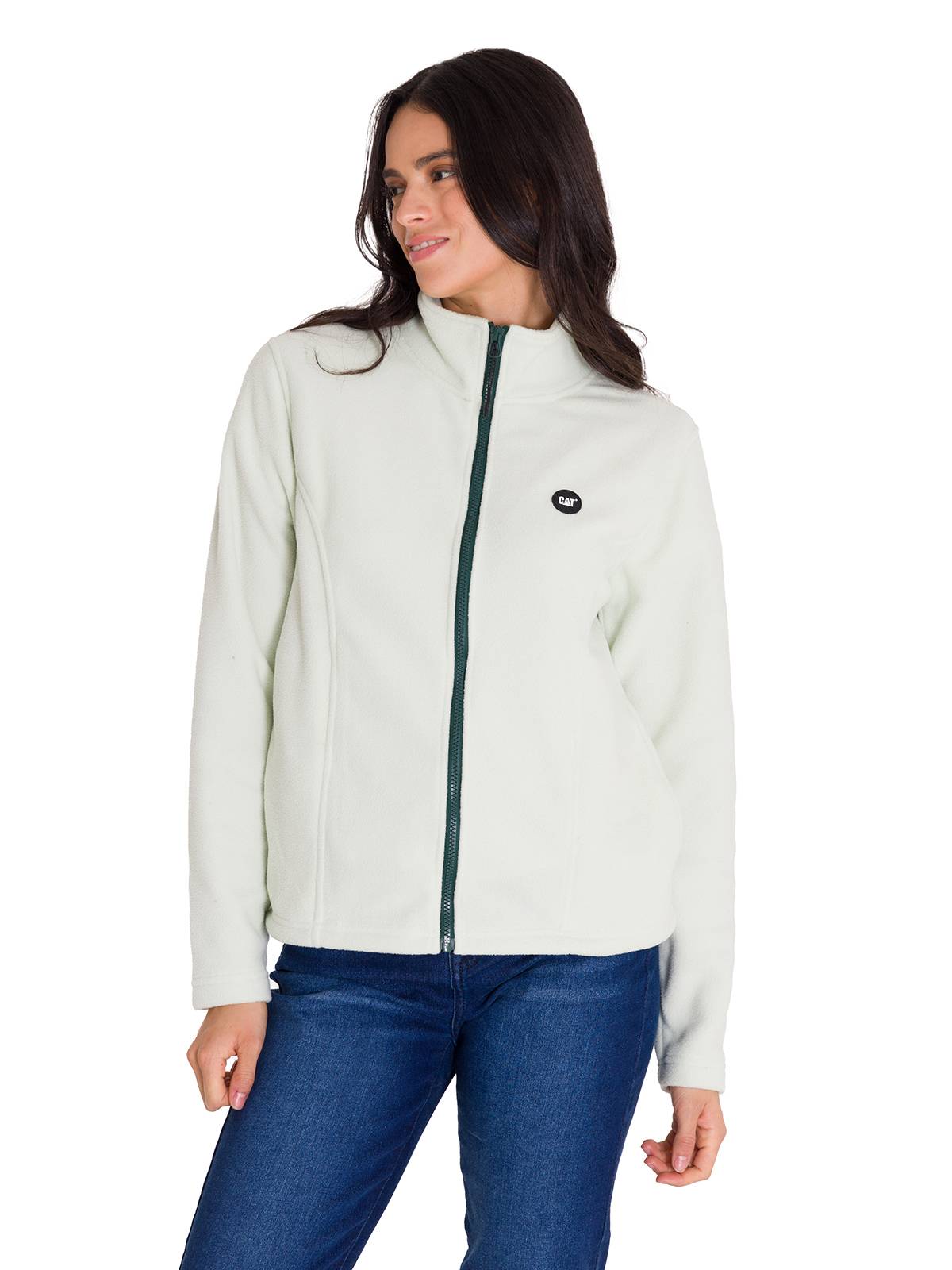 Polar Manga Larga Mujer W Microfleece Full Zip Oliva Claro Cat