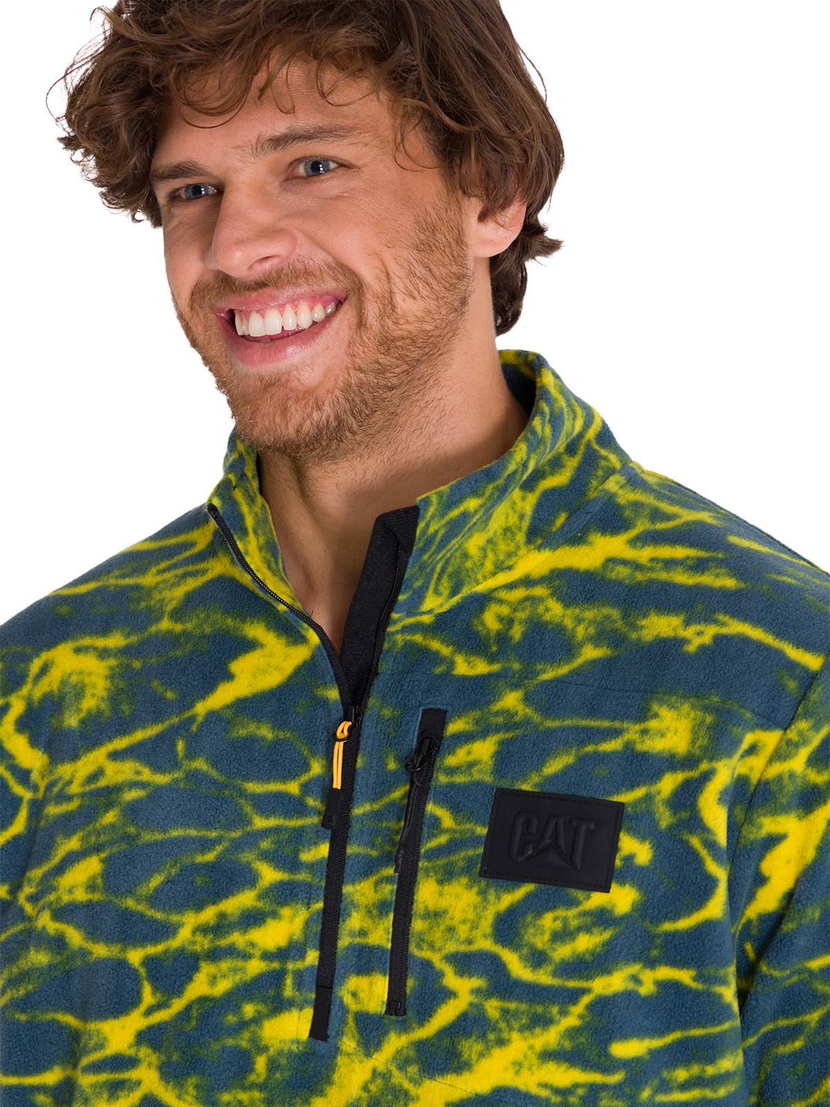 Polar Manga Larga Hombre Microfleece Quarter Zip Pullover Azul Cat