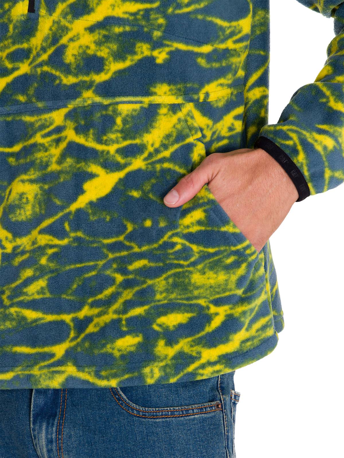 Polar Manga Larga Hombre Microfleece Quarter Zip Pullover Azul Cat