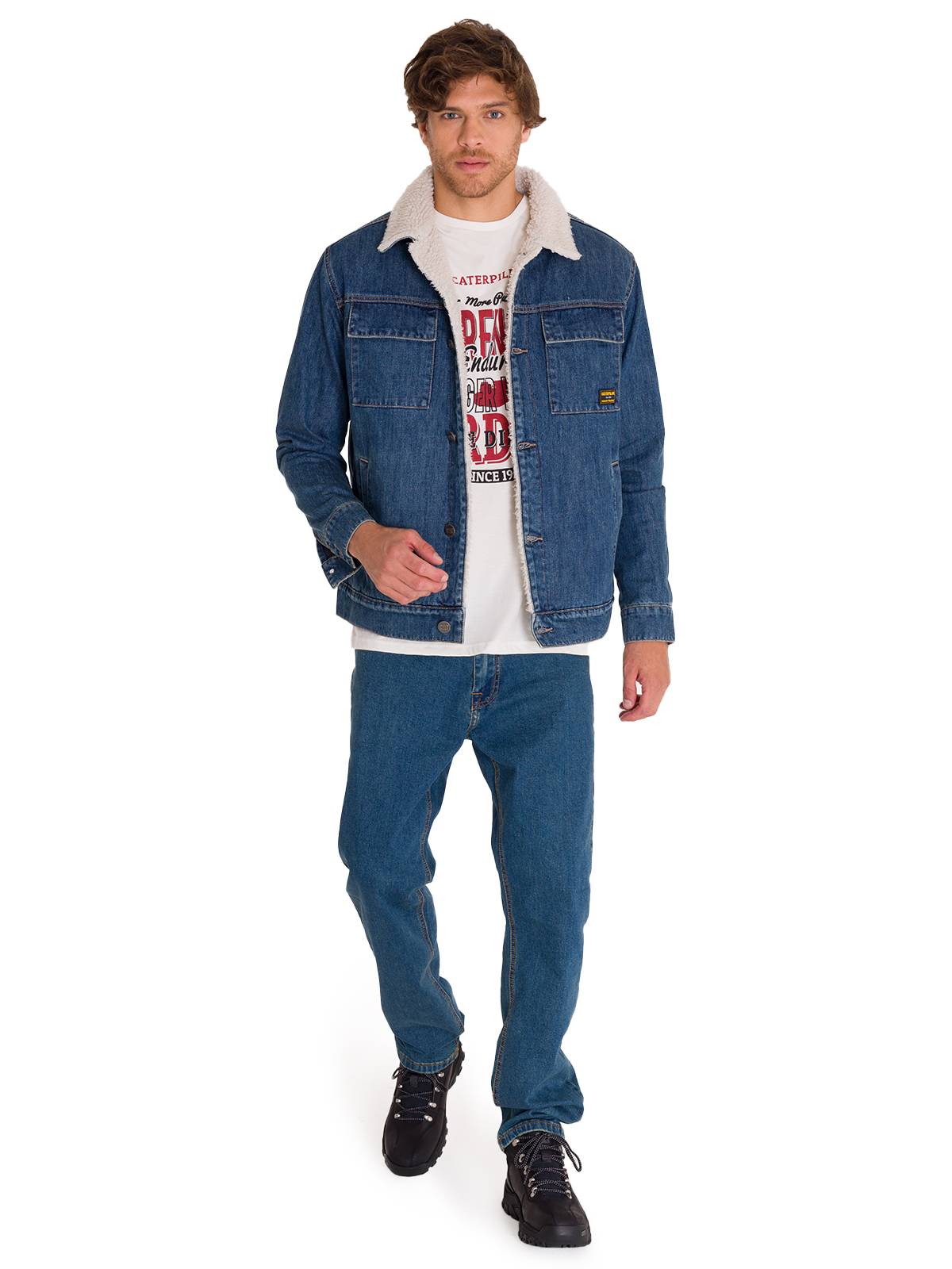 Chaqueta Manga Larga Unisex Sherpa Lined Work Denim Cat