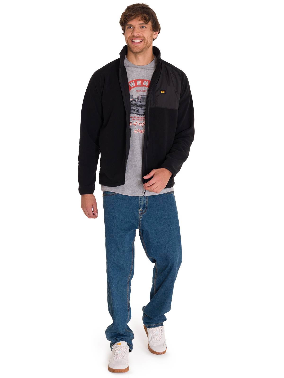 Polar Manga Larga Hombre Fleece Full Zip Negro Cat