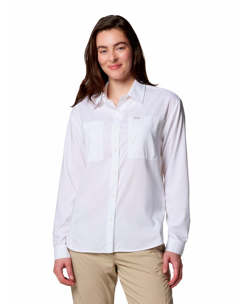 Blusa-Manga-Larga-Mujer-Silver-Ridge-Utility-Blanco-Columbia