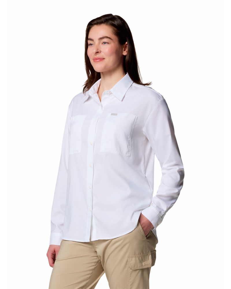 Blusa-Manga-Larga-Mujer-Silver-Ridge-Utility-Blanco-Columbia