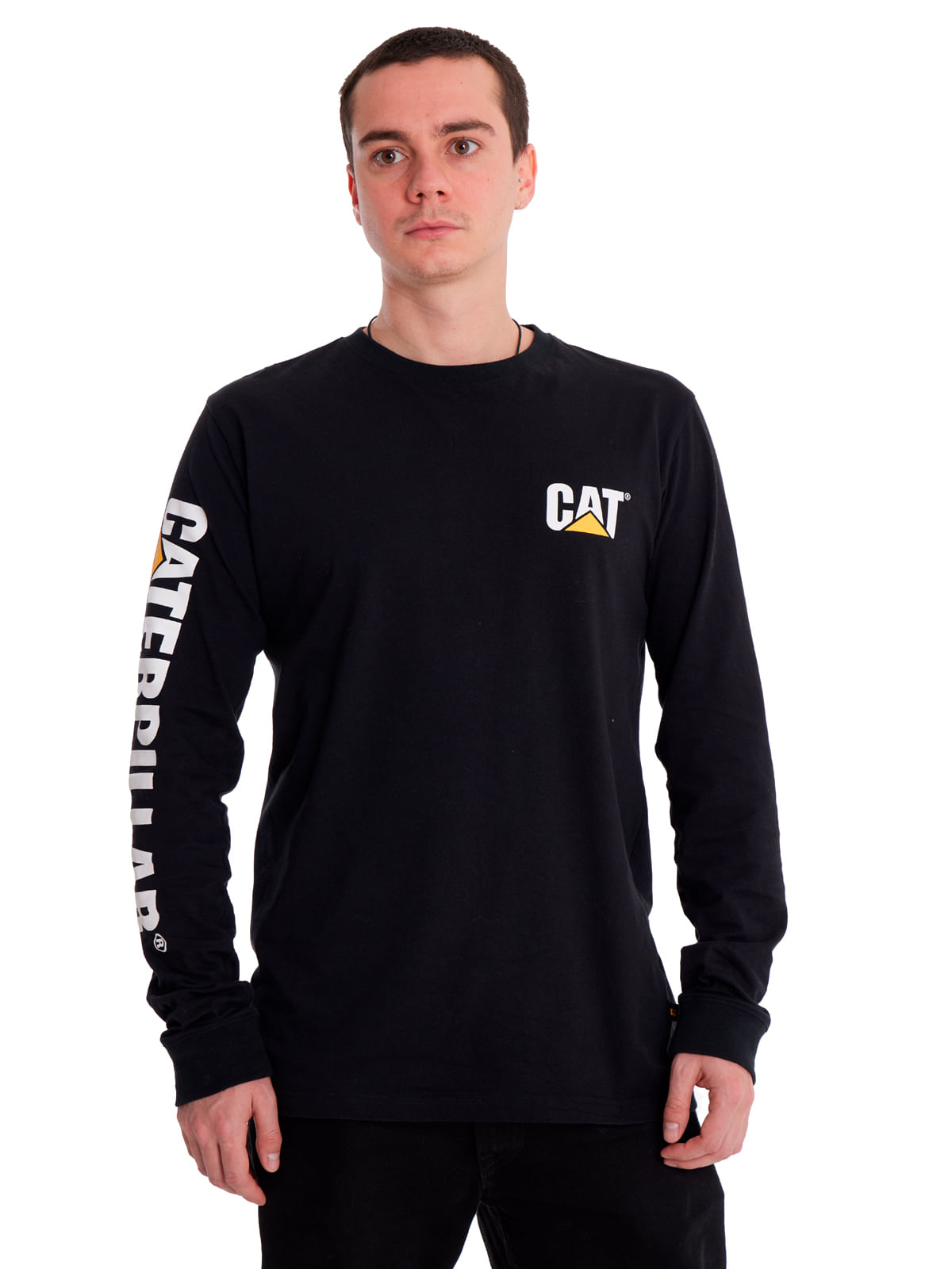 Polera Casual Hombre Trademark Banner Negra Cat