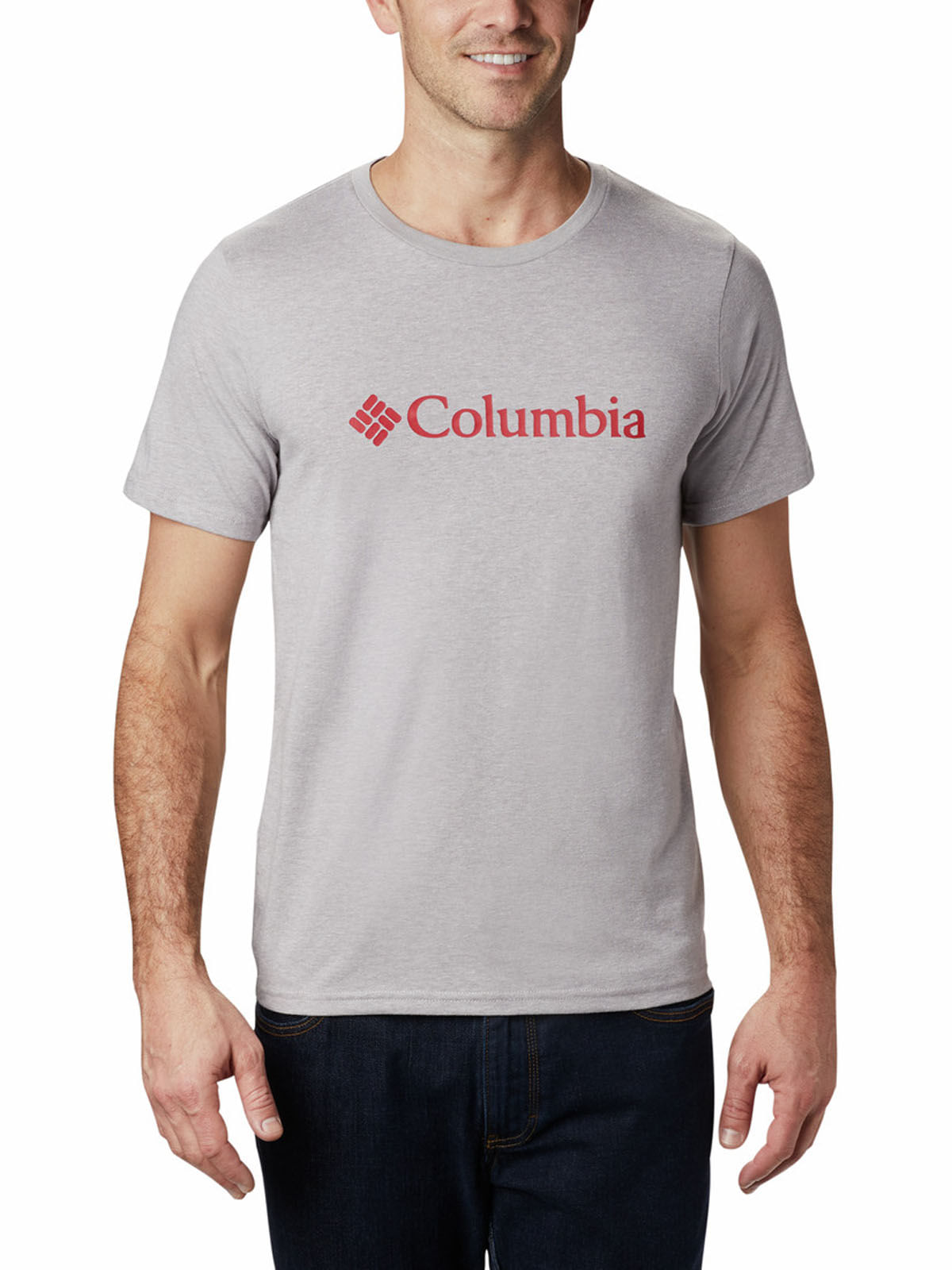 Polera Manga Corta Hombre Csc Basic Logo Gris Columbia
