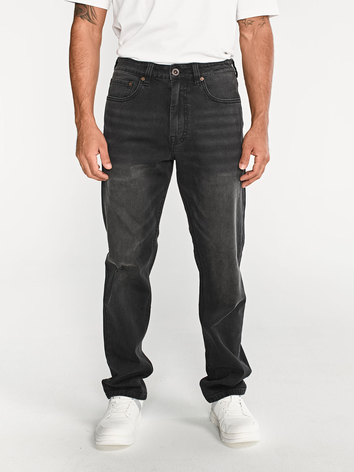 Jeans Rectos Hombre Tribllend Stretch Gris Cat