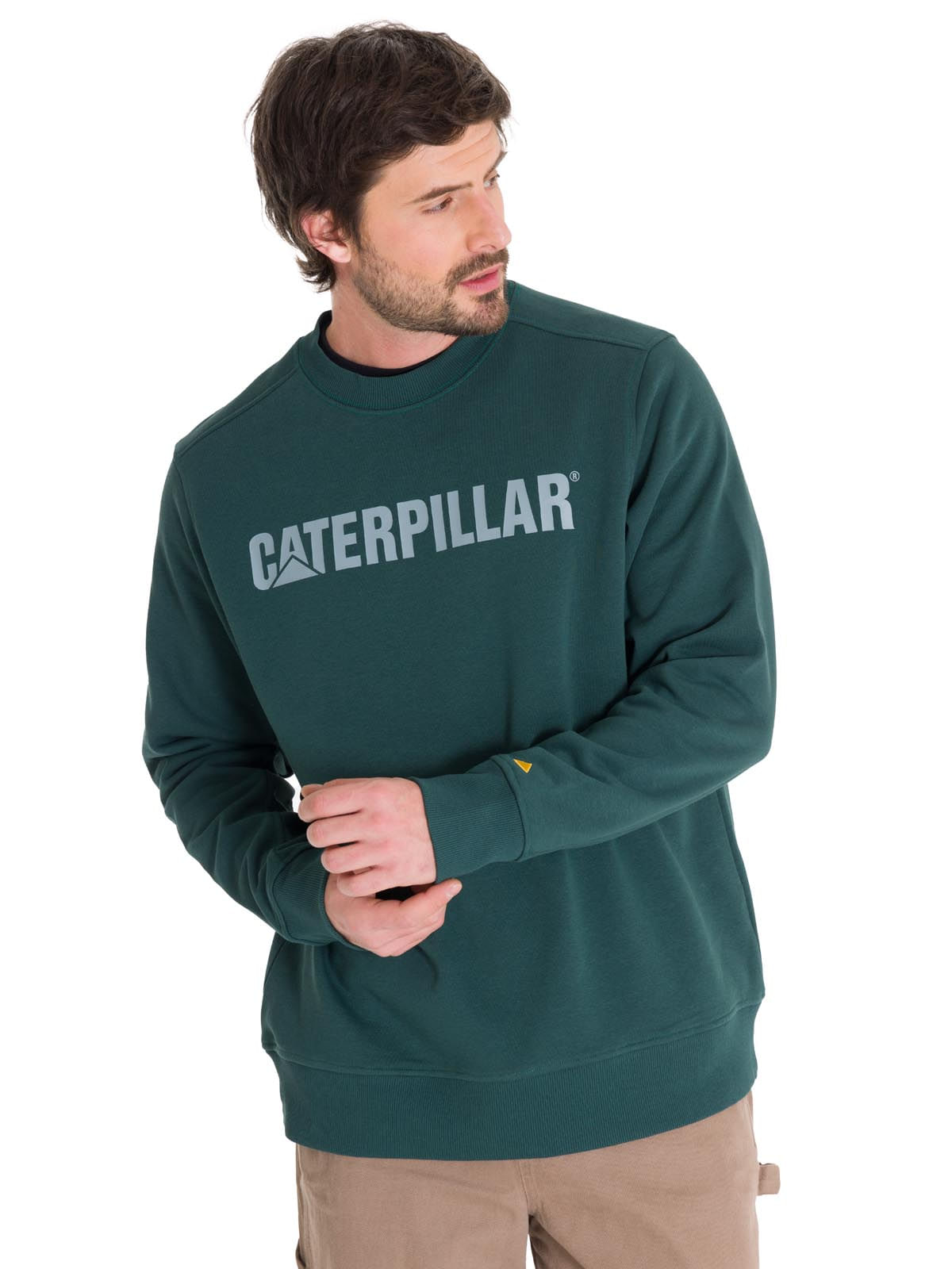 Polerón Crewneck Hombre Logo Caterpillar Verde Cat